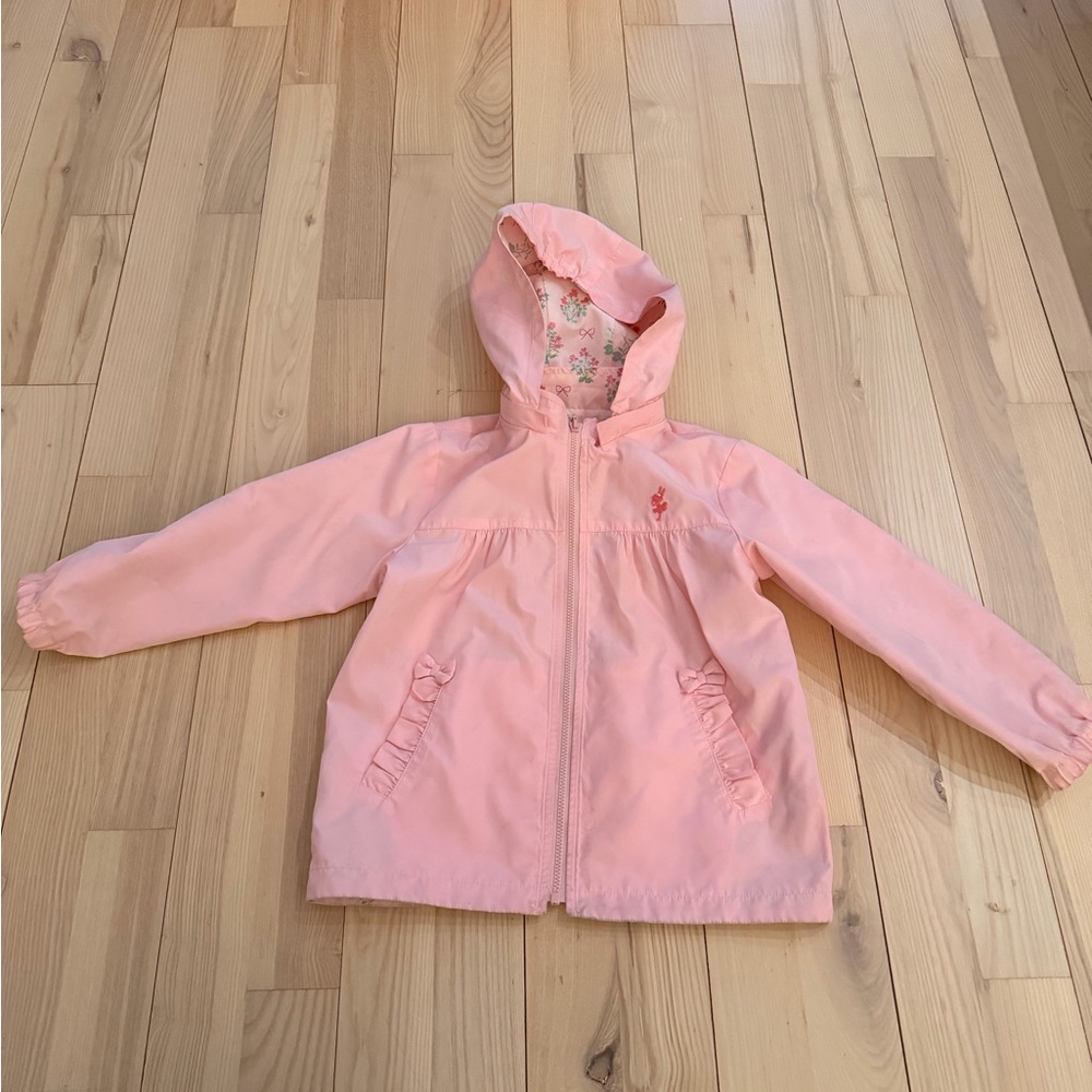 Girls' Reversible Pink Hooded Rain Jacket